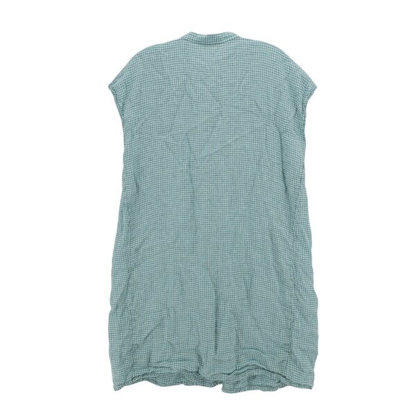 EILEEN FISHER  Amalfi Puckered Organic Linen Shirt Dress Mandaric Collar LARGE - Picture 3 of 10